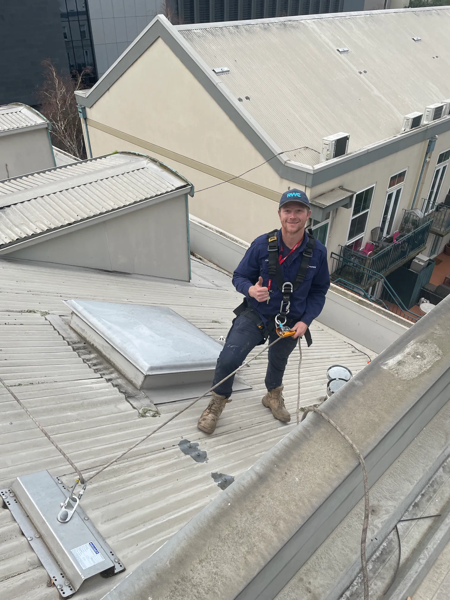 Lochie in safety harness